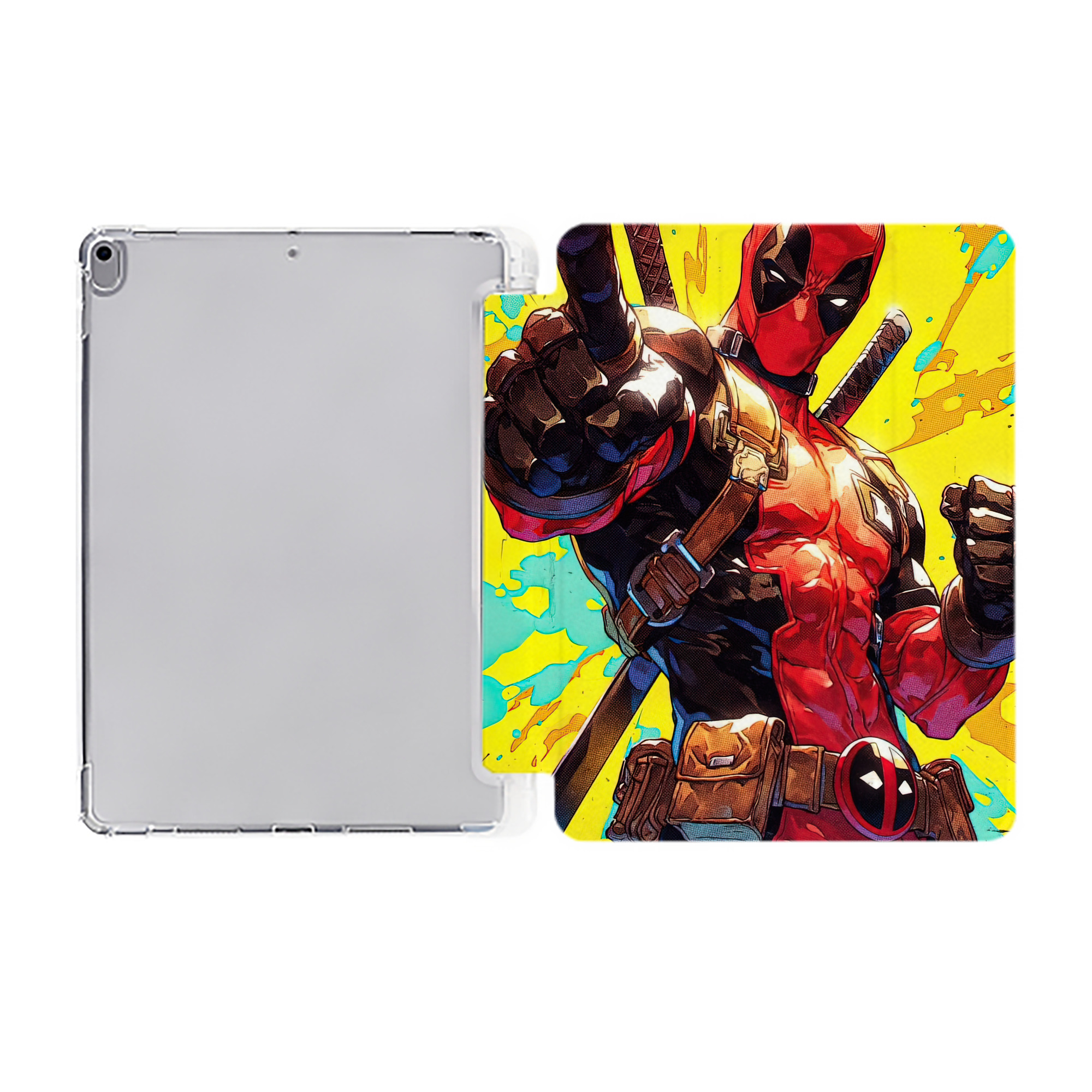（画像用） Deadpool デッドプール IPad ケース ペン収納付き 三つ折りスタンド PUレザー×シリコン 対応機種9.5/10.5/10.9インチ